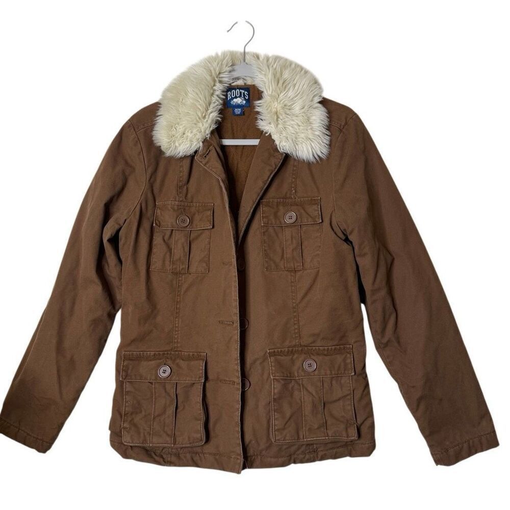 Roots Canada Brown Canvas Work, Barn Style Casual Jacket Sz M